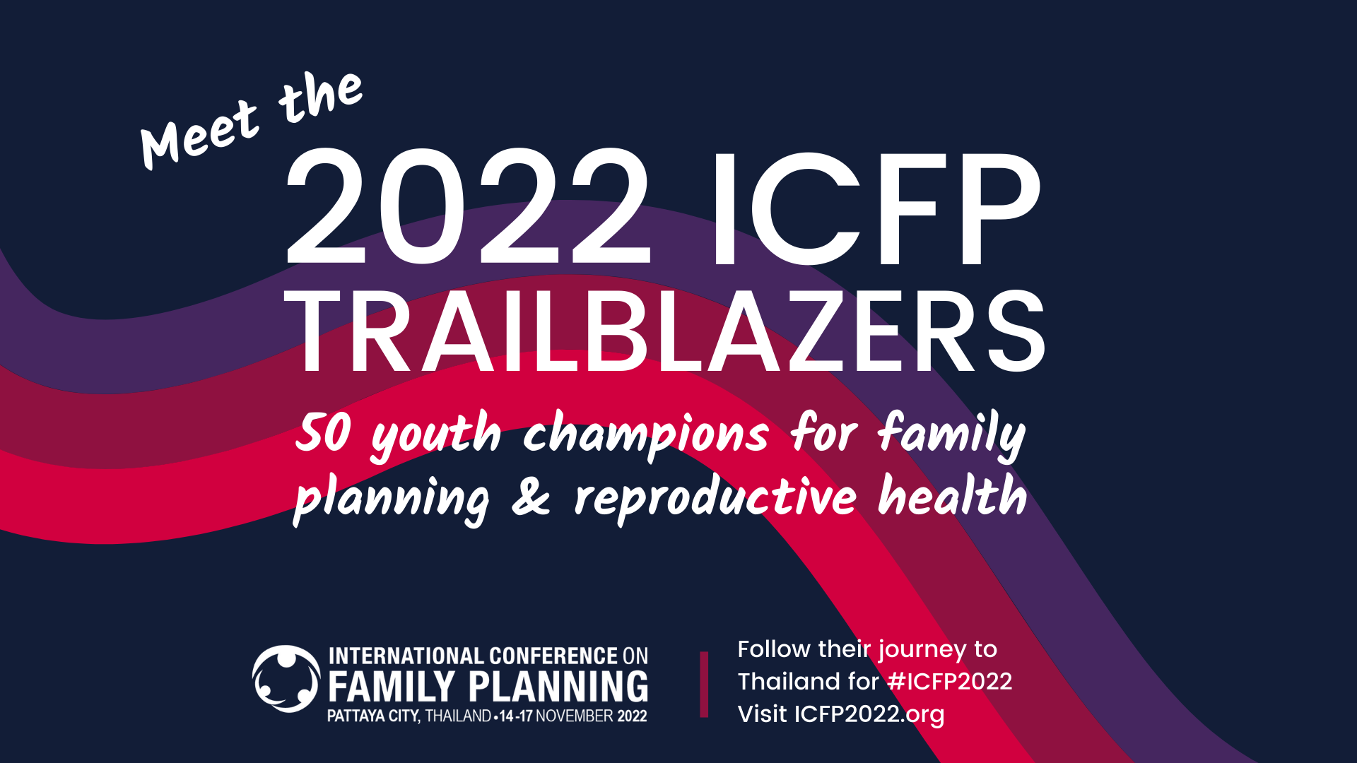 White text on dark blur background "Meet the 2022 ICFP Youth Trailblazers"