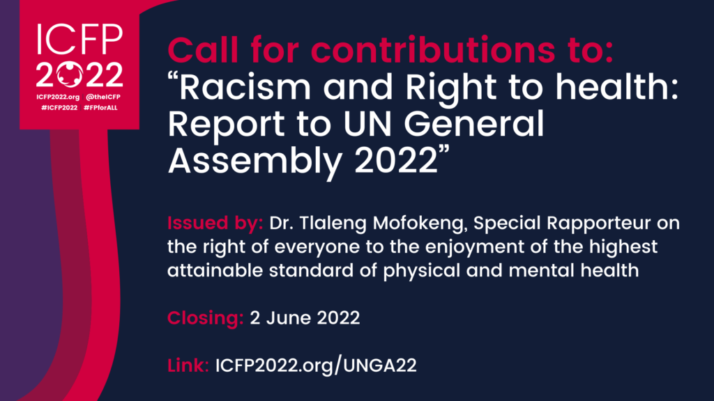 Call for contributions to: “Racism and Right to health: Report to UN General Assembly 2022”